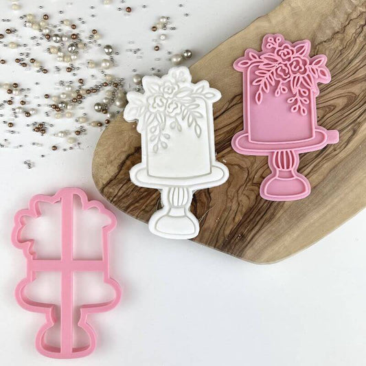 Wedding Cake with Flowers Cookie Cutter and Stamp