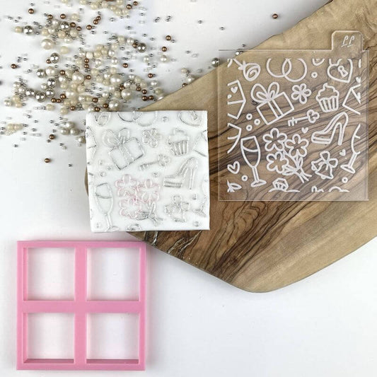 Wedding Texture Tile Cookie Cutter and Embosser