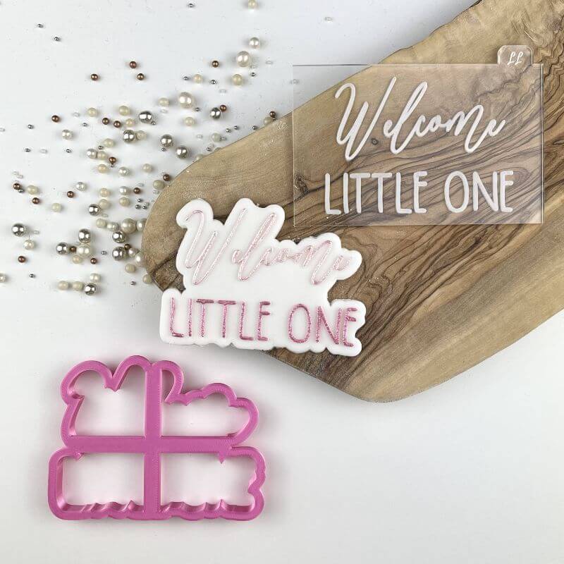 Welcome Little One Baby Shower Cookie Cutter and Embosser