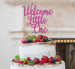 Welcome Little One Baby Shower Cake Topper Glitter Card Hot Pink