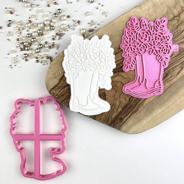 Wellie Boot with Flowers Floral Cookie Cutter and Stamp