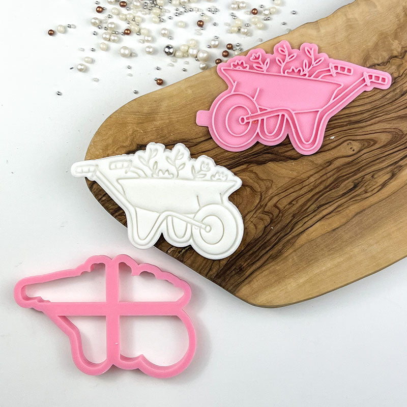 Wheelbarrow with Flowers Father's Day Cookie Cutter and Stamp
