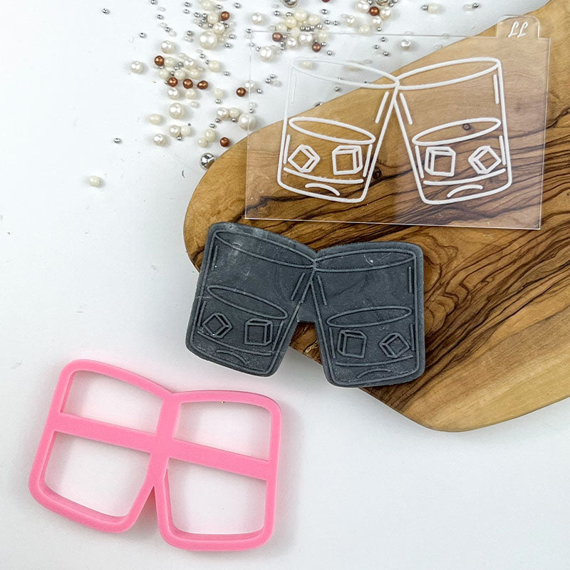 Whiskey Glasses Father's Day Cookie Cutter and Embosser