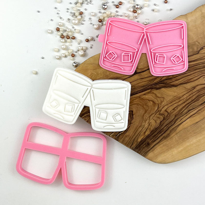 Whiskey Glasses Father's Day Cookie Cutter and Stamp