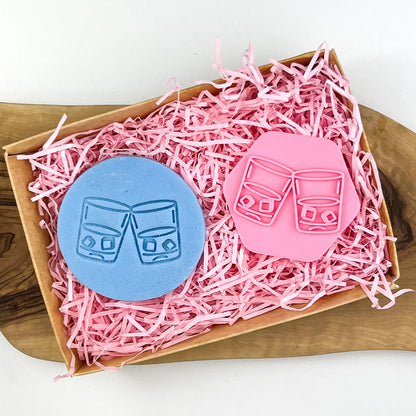 Mini Whiskey Glasses Father's Day Cookie Stamp