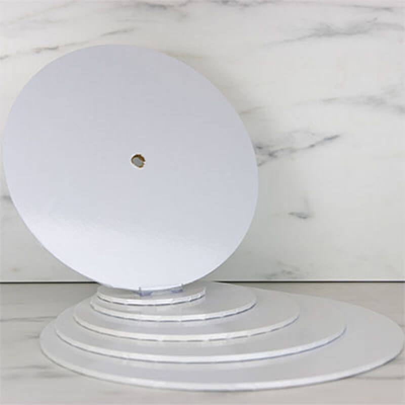 White Shiny MDF Cake Board Drum 4mm Thick with 12mm Hole