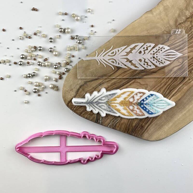 Feather Wild One Baby Shower Cookie Cutter and Embosser