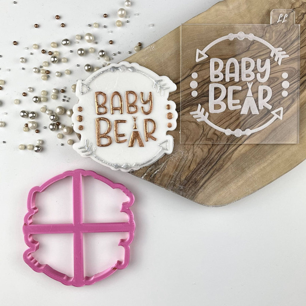 Wild One Style Baby Bear Baby Shower Cookie Cutter and Embosser