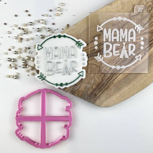 Mama Bear Wild One Style Baby Shower Cookie Cutter and Embosser