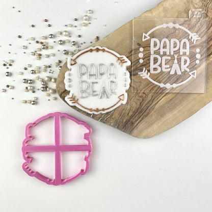 Papa Bear Wild One Style Baby Shower Cookie Cutter and Embosser