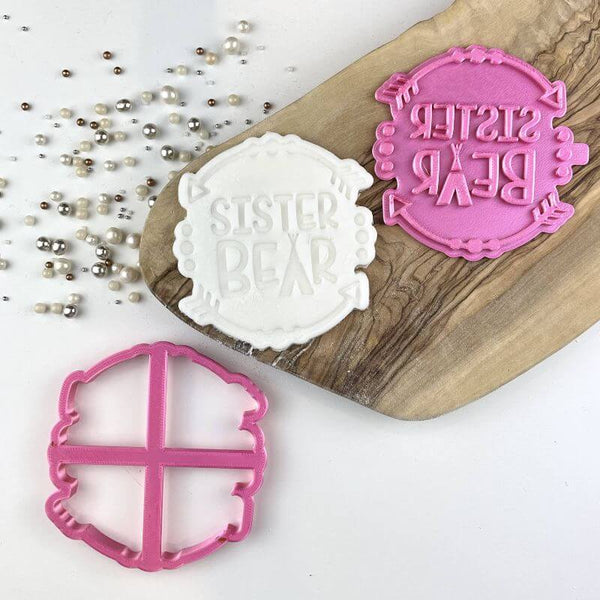 Sister Bear Wild One Style Baby Shower Cookie Cutter and Stamp