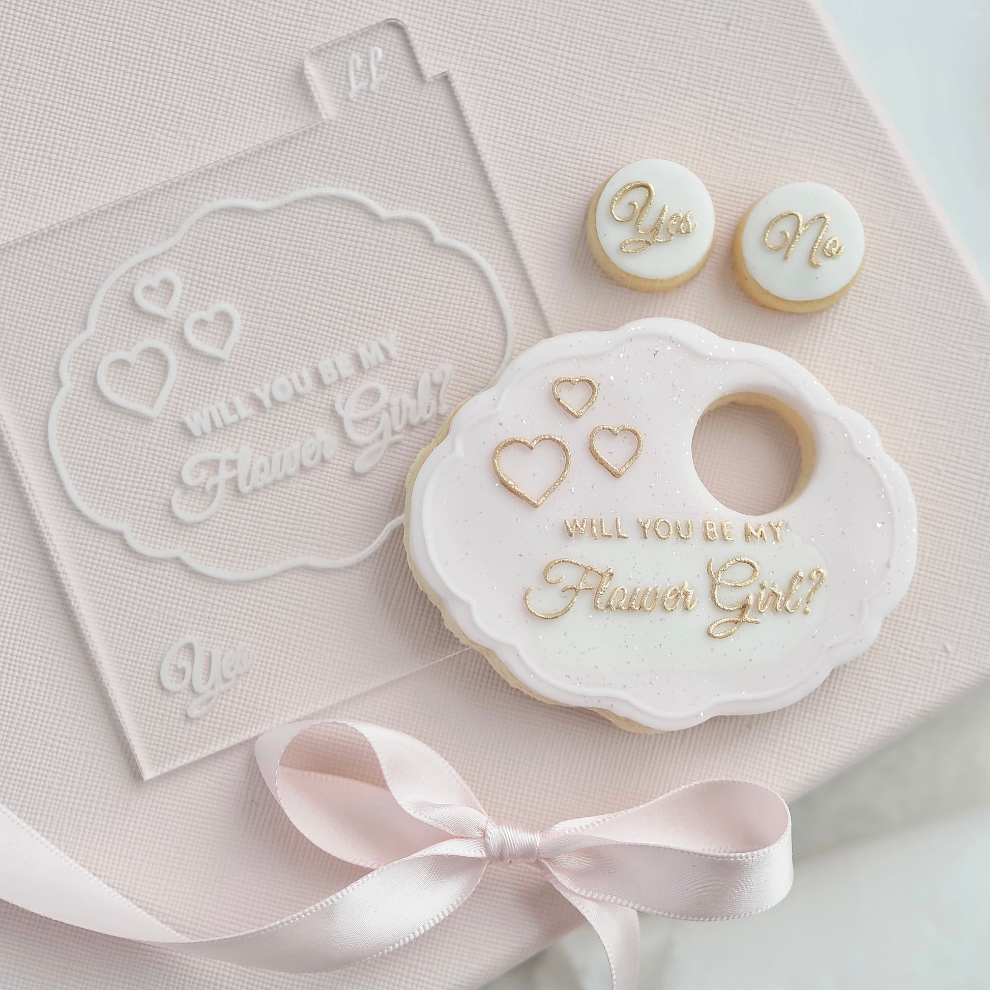 Will you be my Flower Girl Plaque Cookie Cutter and Embosser by Catherine Marie Cake