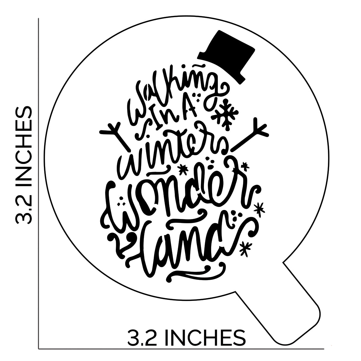 Winter Wonderland Snowman Cupcake Stencil - Cupcake Size Design