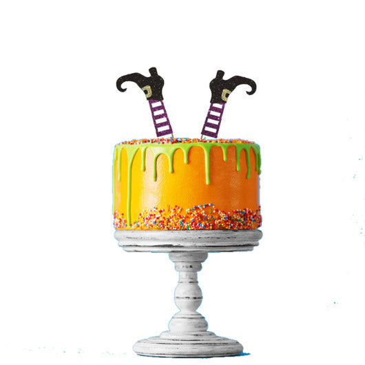Halloween Witches Legs Glitter Cake Topper 