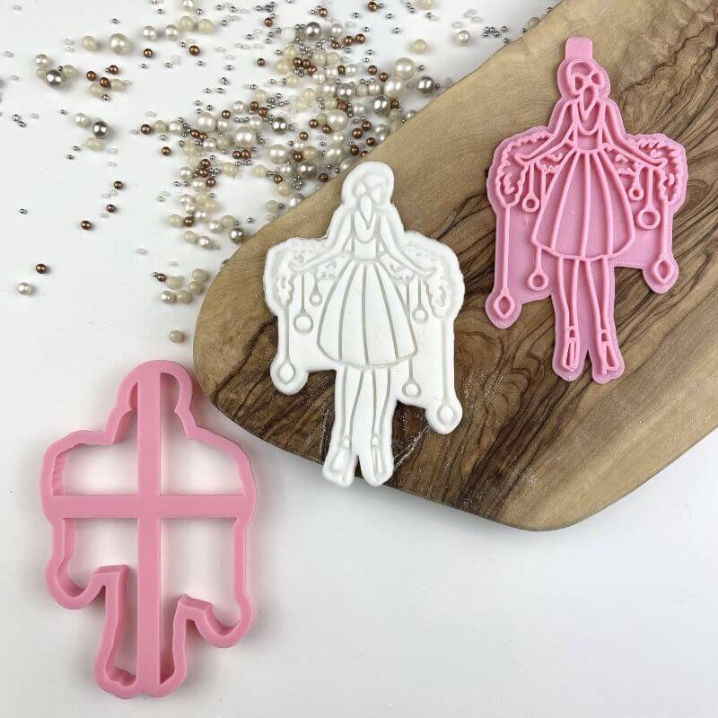 Woman Hanging Garland Christmas Cookie Cutter and Stamp