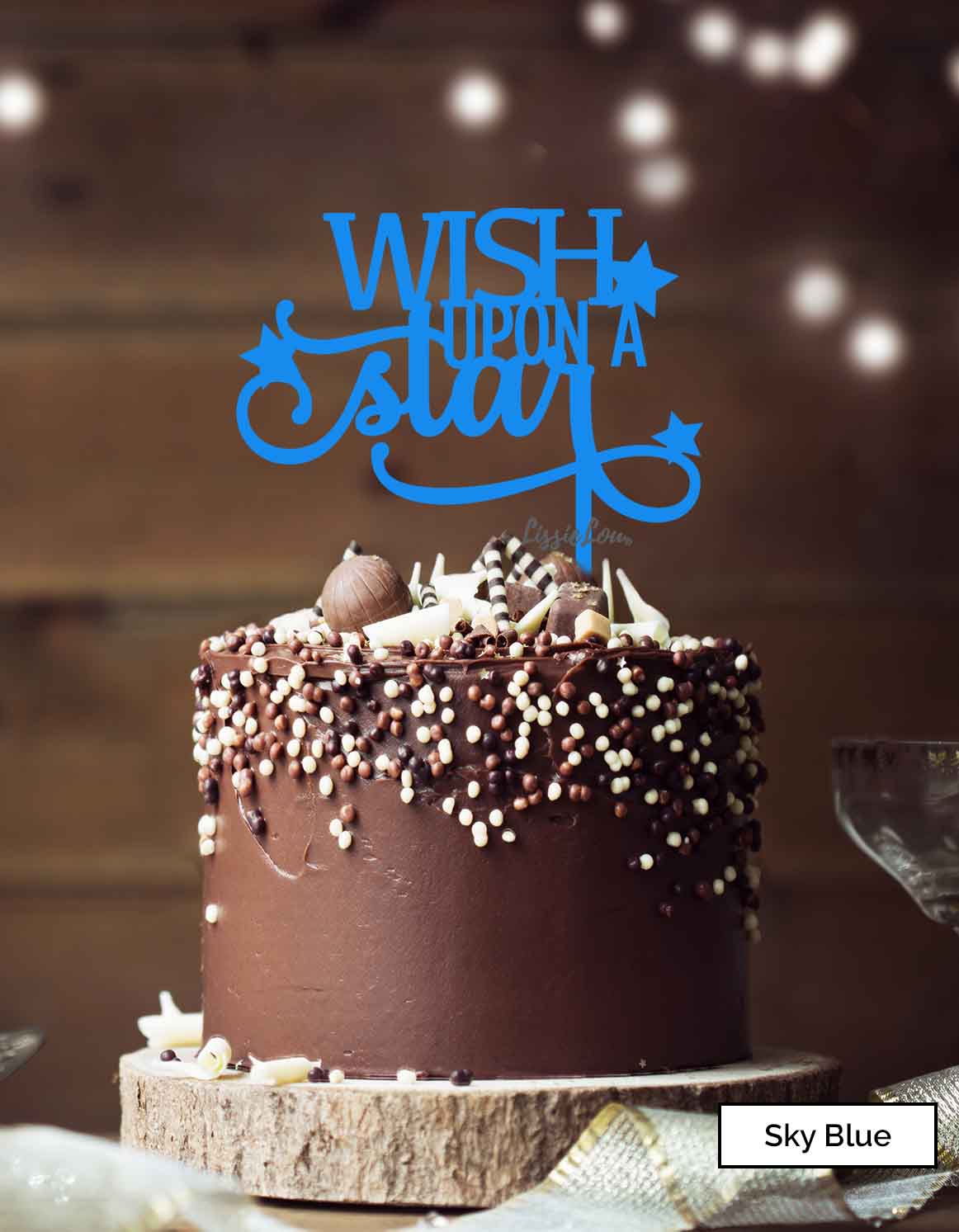 Wish Upon A Star Christmas Cake Topper Premium 3mm Acrylic Sky Blue