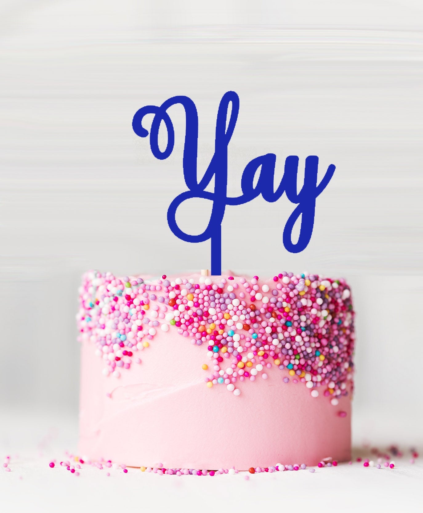 Yay Cake Topper Acrylic Blue