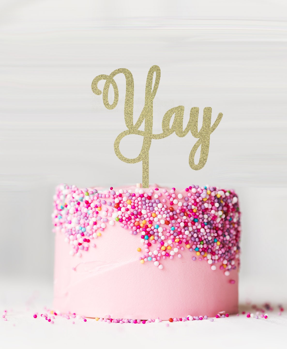 Yay Cake Topper Acrylic Glitter Gold