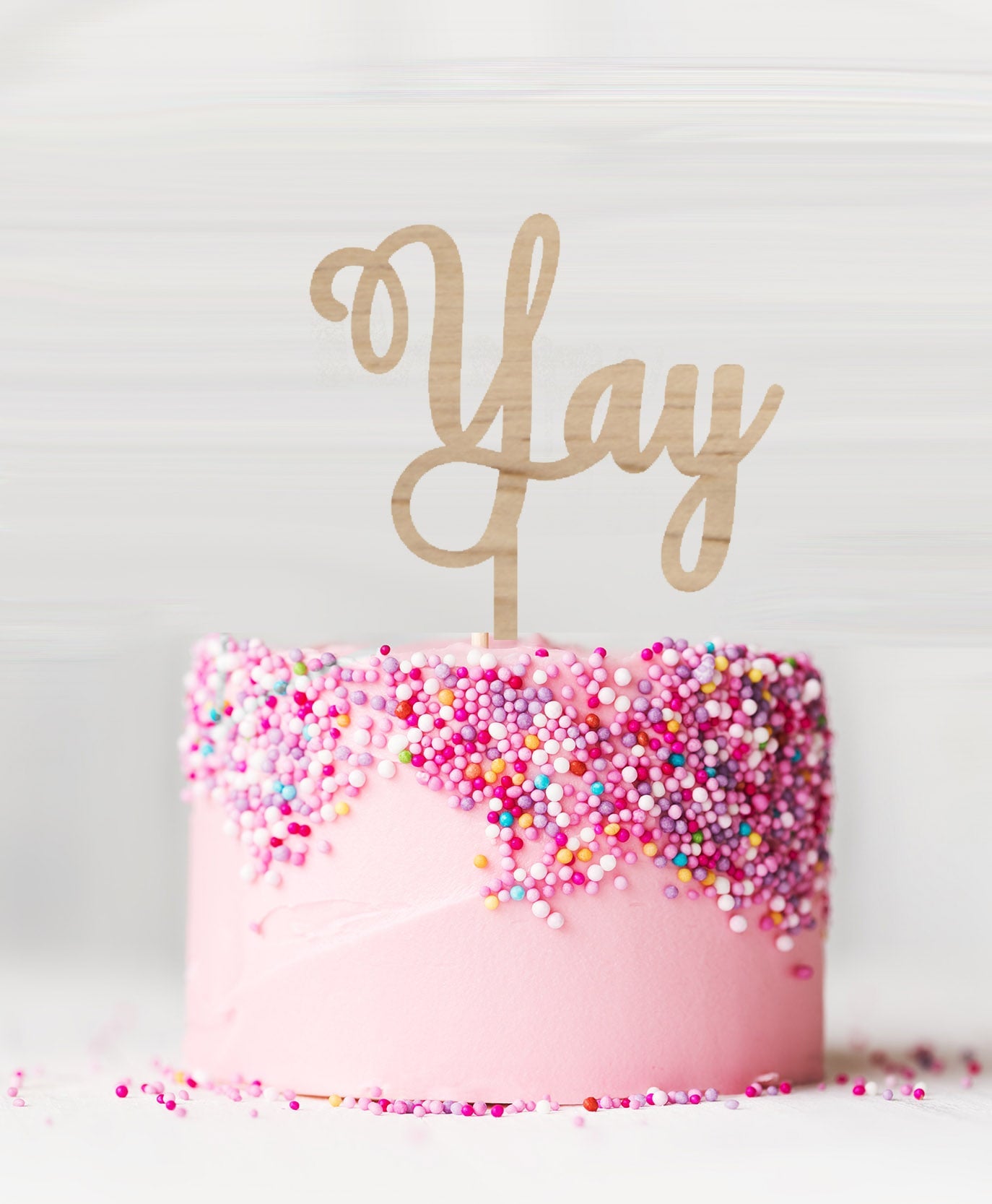 Yay Cake Topper Birch Wood