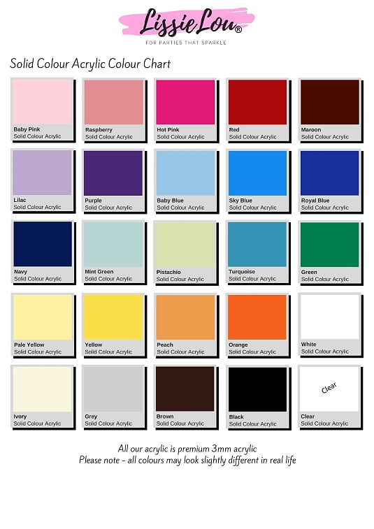 Acrylic Colour Chart - Solid Colour