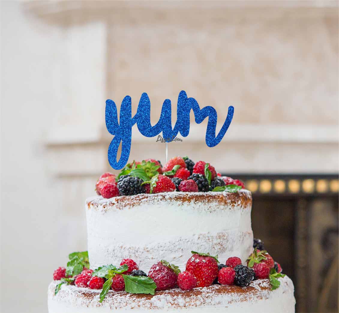 Yum Cake Topper Glitter Card Dark Blue