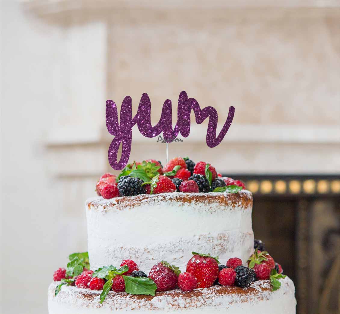 Yum Cake Topper Glitter Card Dark Purple