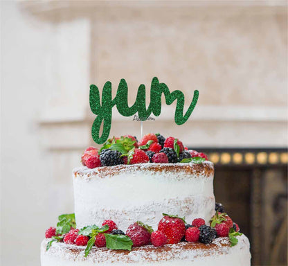 Yum Cake Topper Glitter Card Green