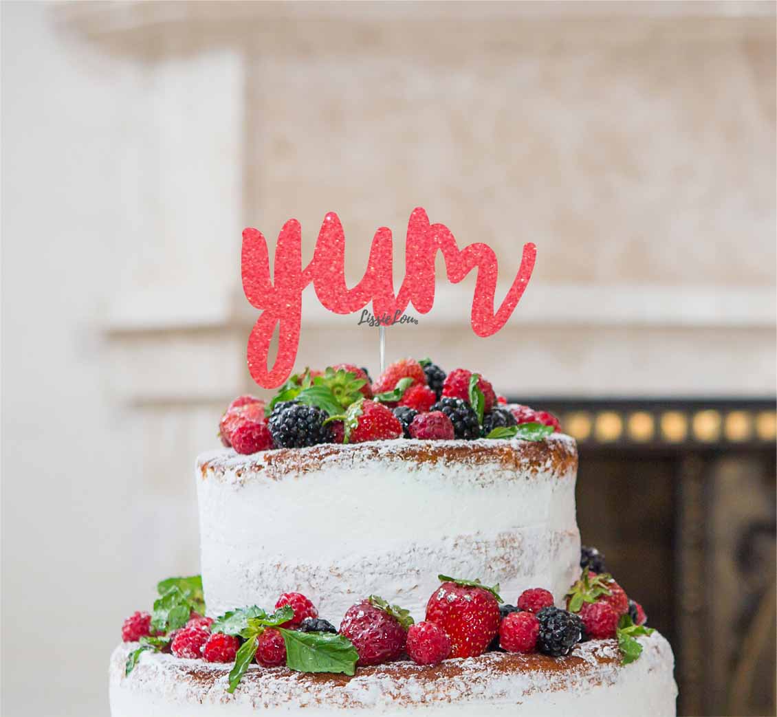Yum Cake Topper Glitter Card Light Pink