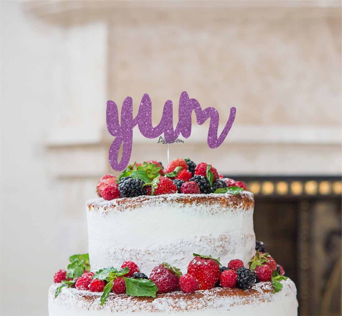 Yum Cake Topper Glitter Card Light Purple
