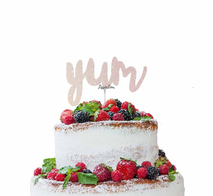 Yum Cake Topper Glitter Card White