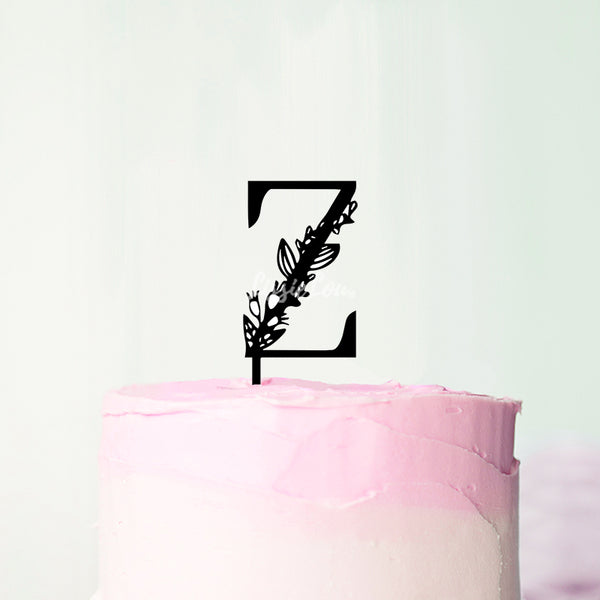 Wedding Floral Initial Letter Z Style Cake Topper