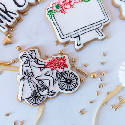 Man and Woman on Bicycle Wedding Cookie Cutter and Embosser