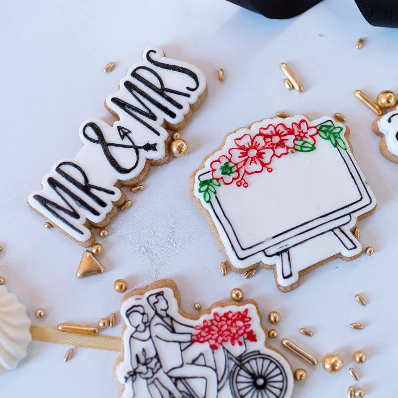 Mr & Mrs in a Line with Arrow Wedding Cookie Cutter