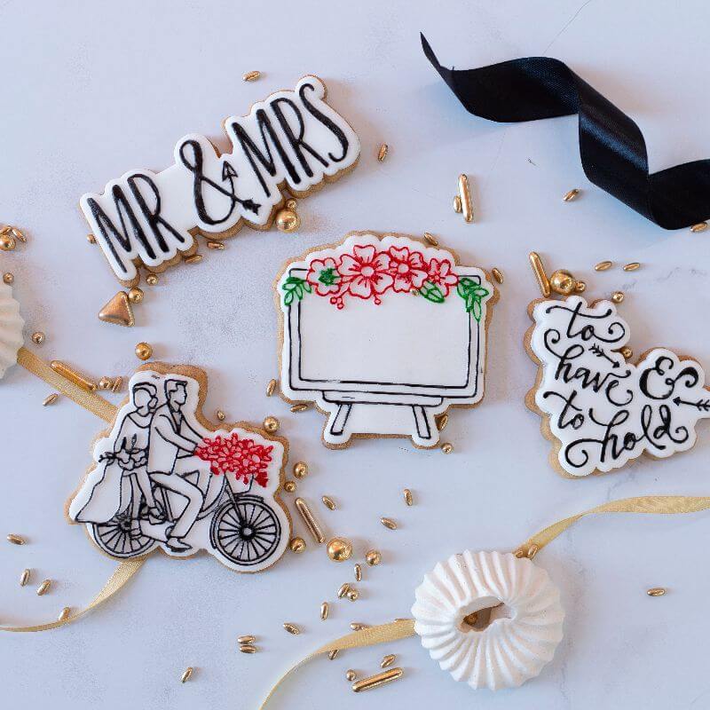 Mr & Mrs in a Line with Arrow Wedding Cookie Cutter