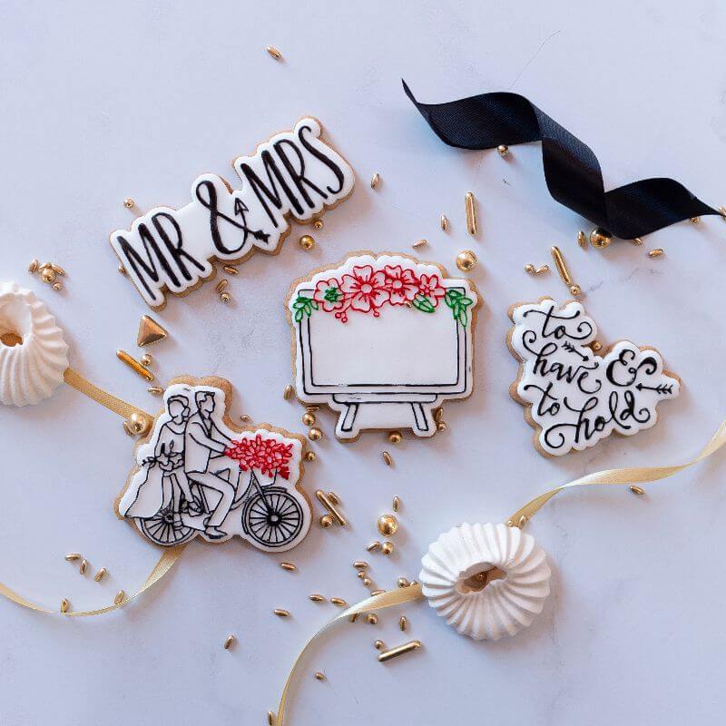 Mr & Mrs in a Line with Arrow Wedding Cookie Cutter