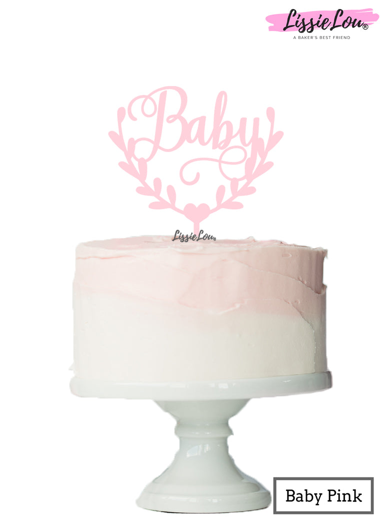 Baby Semi-Wreath Baby Shower Cake Topper Premium 3mm Acrylic Baby Pink