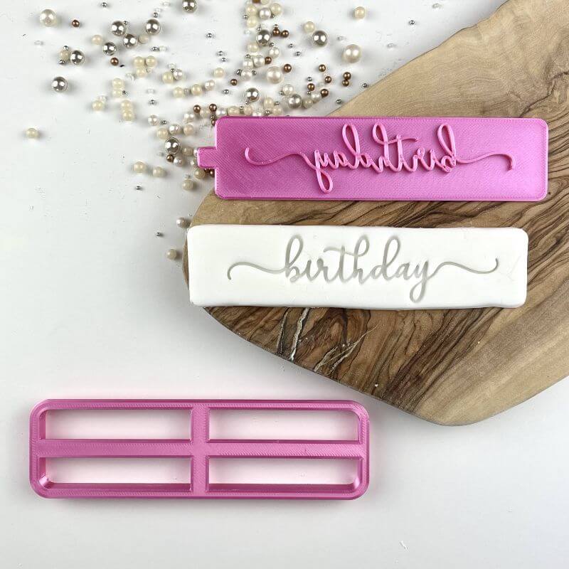 Birthday in Verity Font Cookie Cutter and Stamp