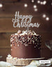Happy Christmas Pretty Cake Topper Premium 3mm Acrylic Silver Pearl Effect