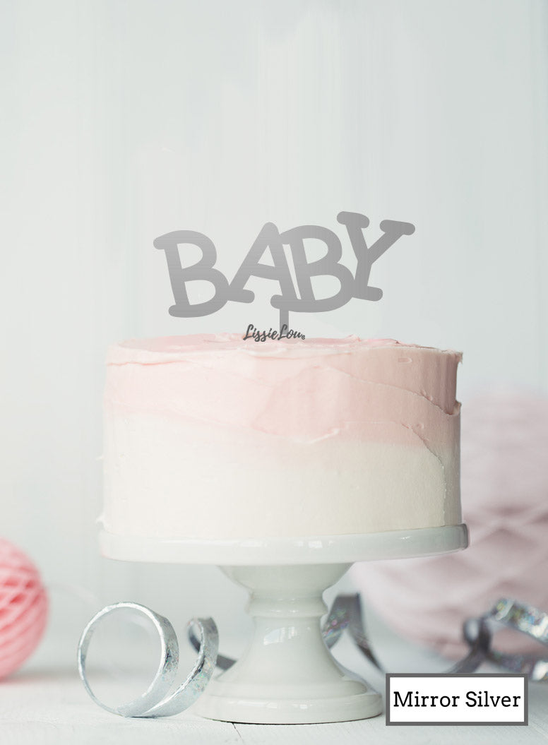 BABY Baby Shower Cake Topper Premium 3mm Acrylic Mirror Silver