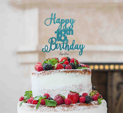 Happy 18th Birthday Pretty Cake Topper Glitter Card Light Blue