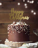 Happy Christmas Pretty Cake Topper Premium 3mm Acrylic Mirror Gold