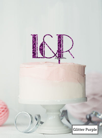 Custom Initials Art Deco Wedding Acrylic Shopify - Glitter Purple