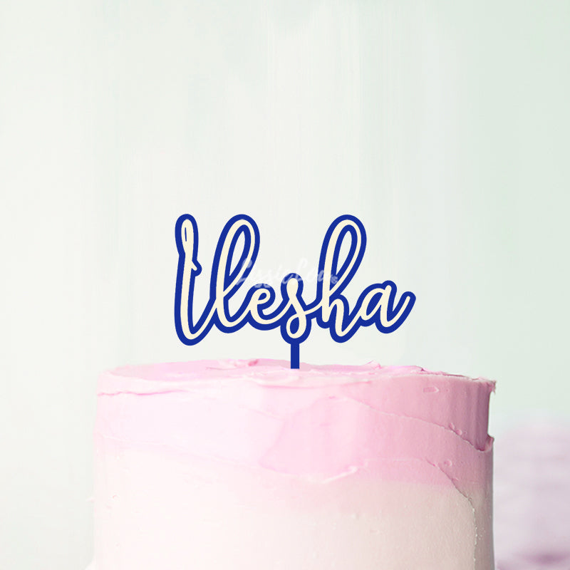  Ilesha Font Double Layer Name Cake Topper Premium 3mm Acrylic or Birch Wood