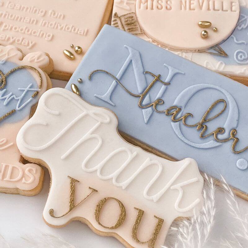 No. 1 Teacher in Verity Font Teacher Cookie Cutter and Embosser by The Three Biscuiteers