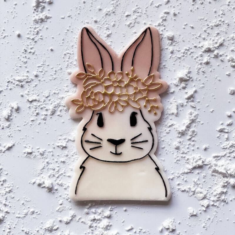 Easter Rabbit with Floral Headband Cookie Embosser