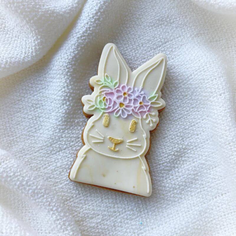 Rabbit with Floral Headband Easter Cookie Cutter and Embosser