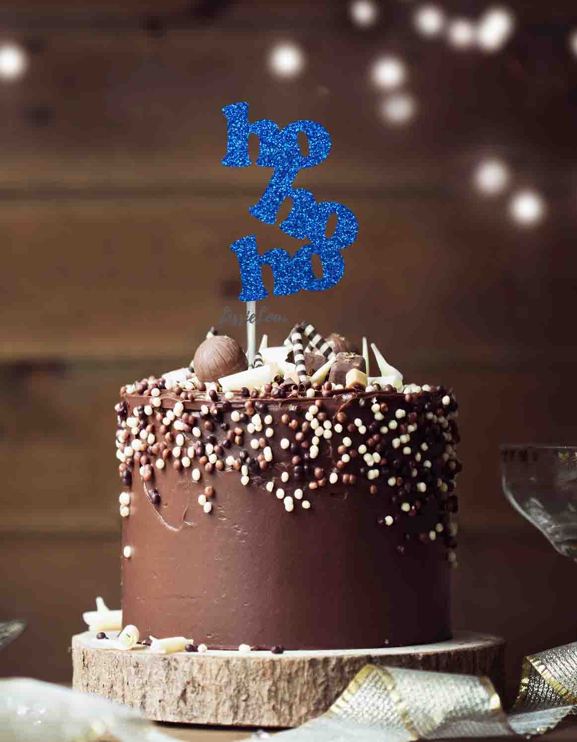 hohoho Christmas Cake Topper Glitter Card Dark Blue