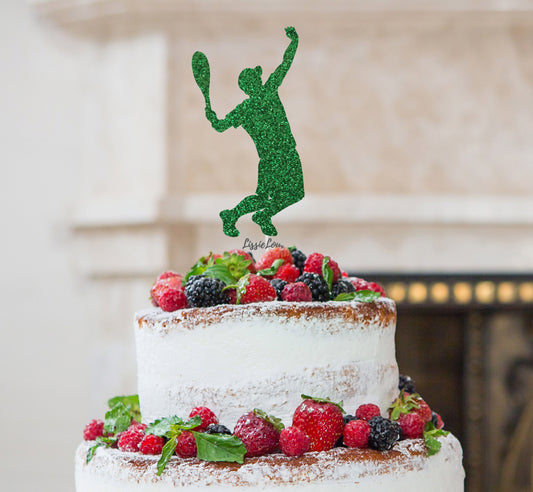 Tennis Male Cake Topper Glitter Card Green