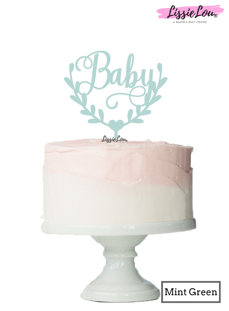 Baby Semi-Wreath Baby Shower Cake Topper Premium 3mm Acrylic Mint Green