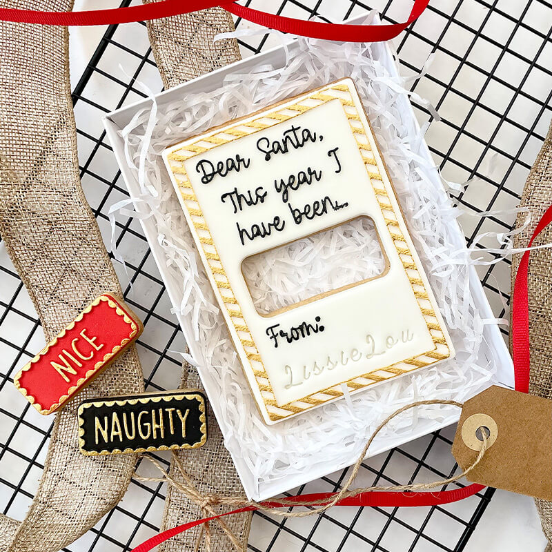 AlphaBakes Naughty or Nice Customisable Letter Cookie Cutter and Embosser